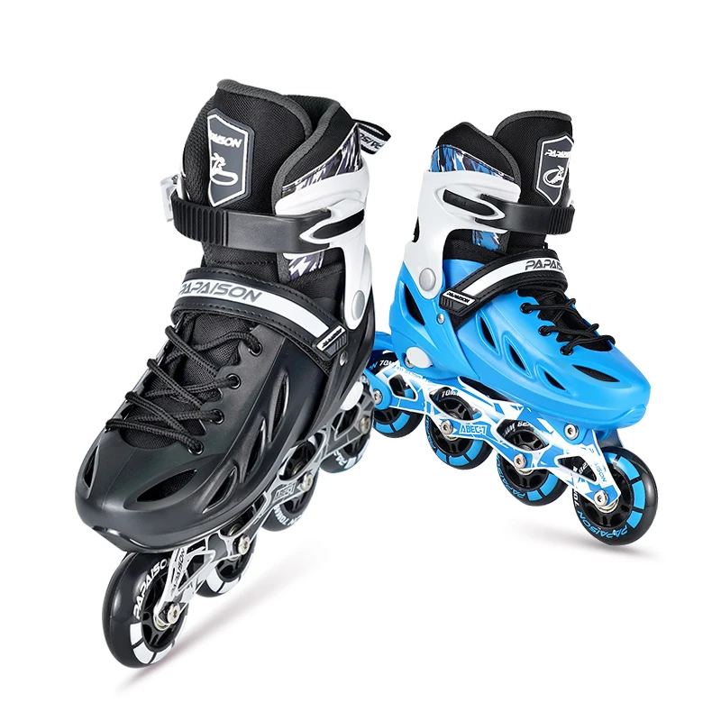 PAPAISON  new flashing roller design 4 PU wheels  size adjustable high quality inline skate patine for kids and adults