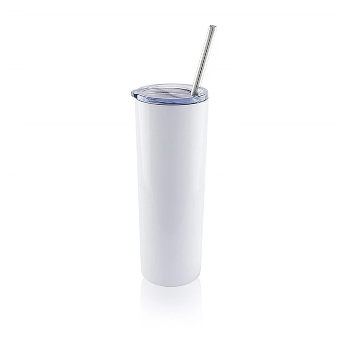 Wholesale DIY 20 oz 600ml Straight Blank Vacuum Flasks Sublimation Tumbler With Stainless Steel Straw