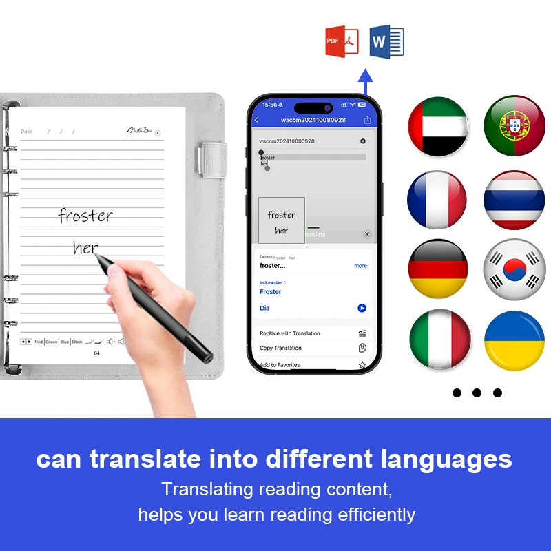 Smart Notebook Drawing Writing Synchronized Software Smart Pen  Leather Notebook Gournal With USB Flash Drive Fingerprint Lock