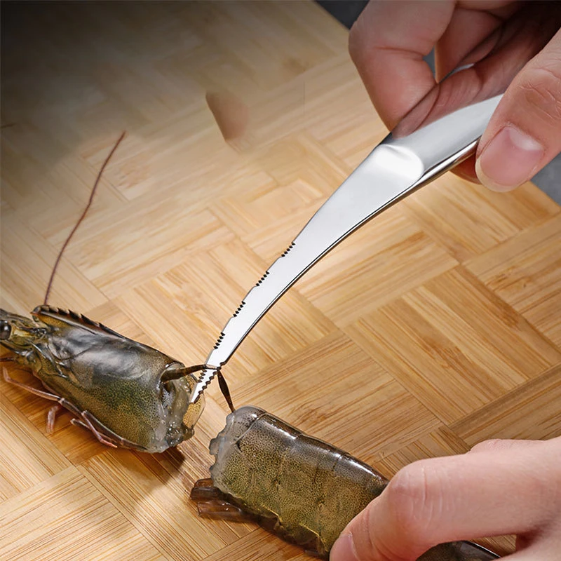 Portable Kitchen Supplies Stainless Steel Peeling Shrimp Lobster Knifes Shrimp Line Knife Practical Seafood Tools