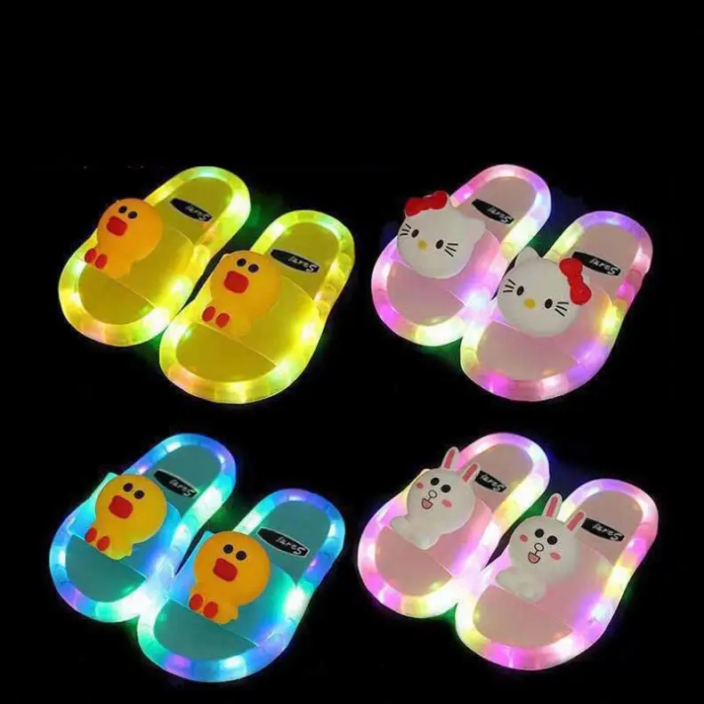 New Summer Children Led Slippers For Boys Girls Rainbow Sandals Kids Home Flip Flops Kids Slippers
