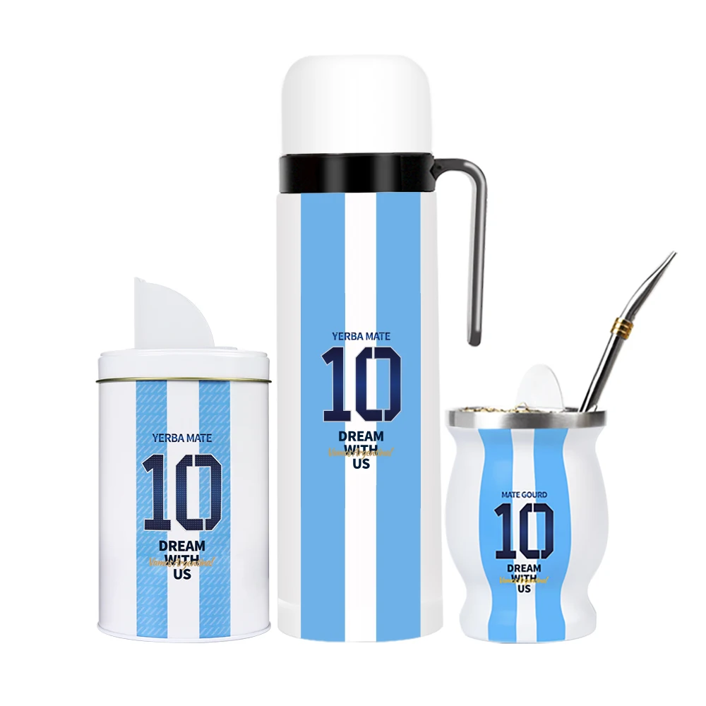 Limited Sample Deals Argentina No.10 Style Yerba Mate Kits Include Thermos Container Mate Cup with Straw and Tea Shaper Set