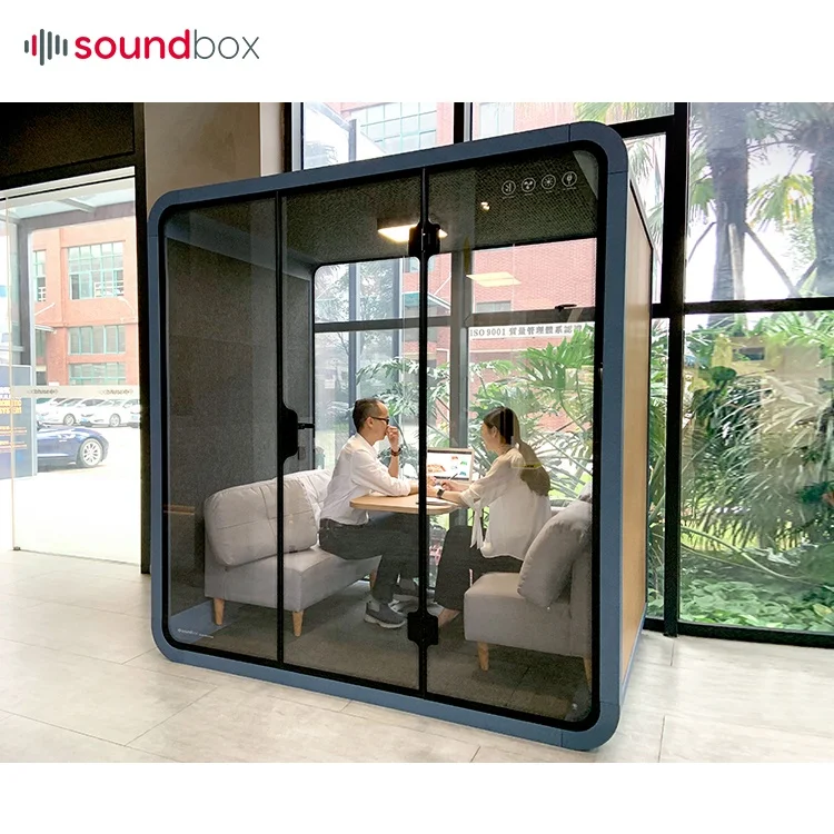 Silent Privacy Movable soundproof mobile work space office pod study cabin high booth with wheels meeting pods for office