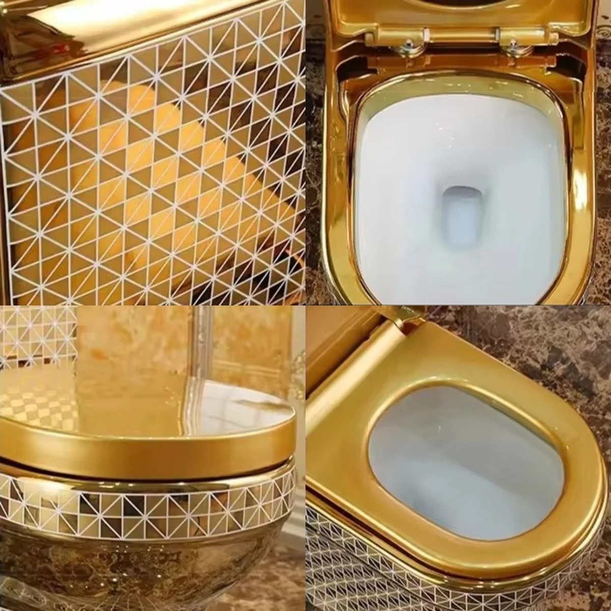 Luxury Vintage Royal Sanitary Ware golden electroplated Bathroom bowl set One Piece ceramic Wc Gold Color Toilet