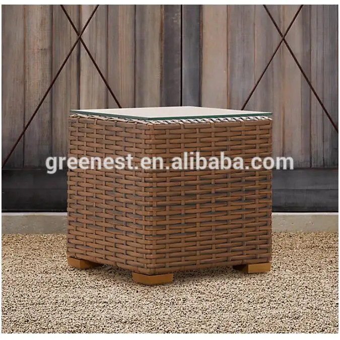 cheap outdoor rattan glass top side table