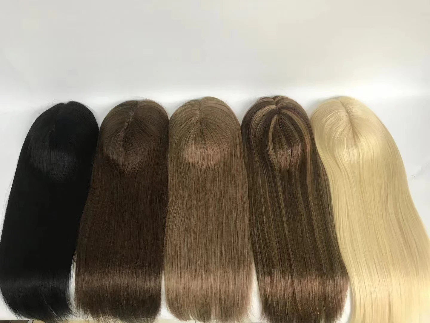 Blonde Silk Hair Topper with PU Skin Natural Front Hairline 100% Human hair Indian Straight for Women