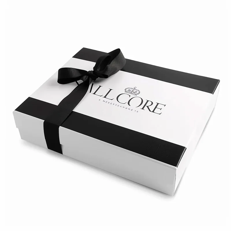 Luxury Matte Black Gift Box Rigid Removable Lid Custom Logo 2 Pieces Kraft Cardboard Packaging UV Eco-Friendly Recycled