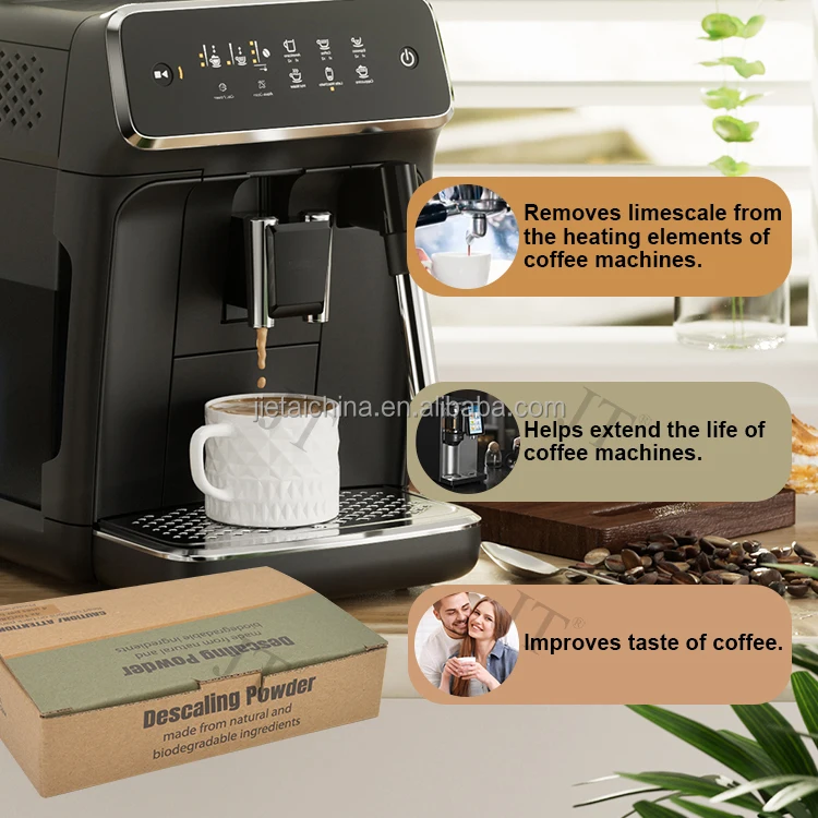 Removes limescale for coffee maker biodegradable and phosphate free coffee machine descale powder