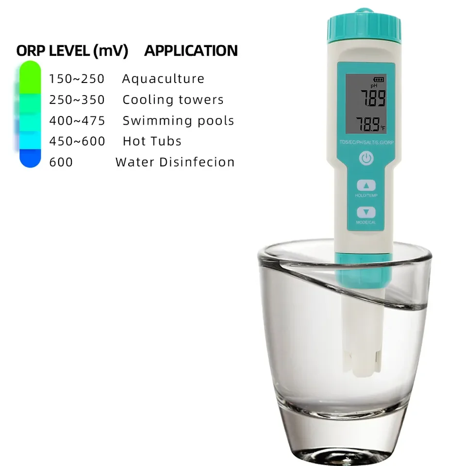 7 in 1 Water Quality Testing Pen PH TDS EC ORP Salinity S.G Temperature Water Tester PH Meter for Drinking Water Aquariums