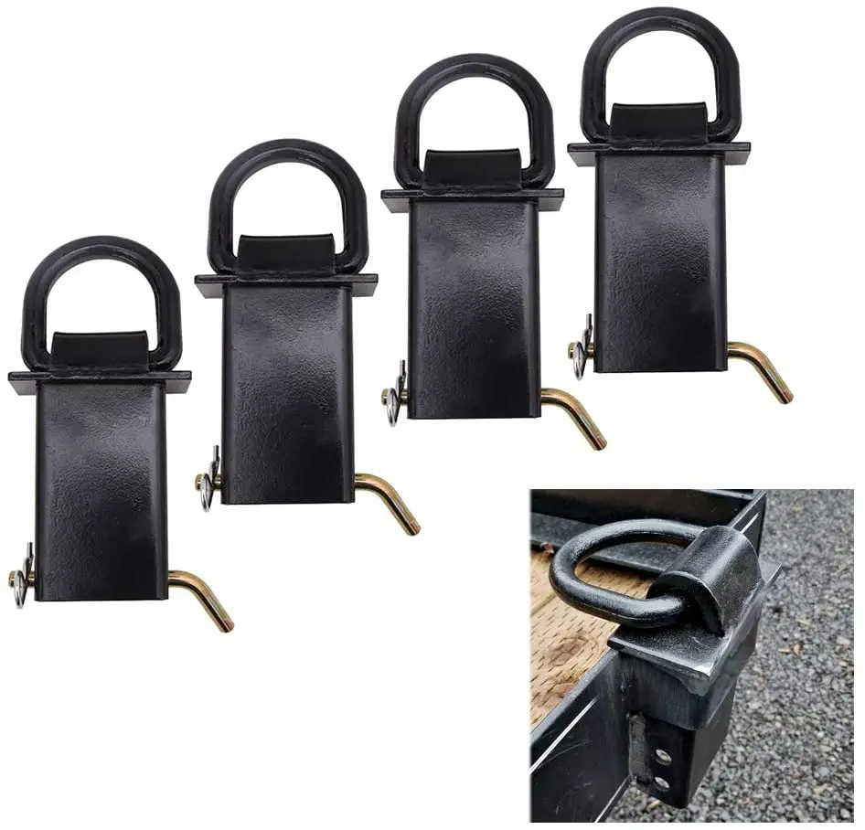 16200lbs Heavy Duty Removable Stake Pocket Tie Down D-Ring Receiver Hitch Fit for Utility Trailers and Flatbeds Equipped