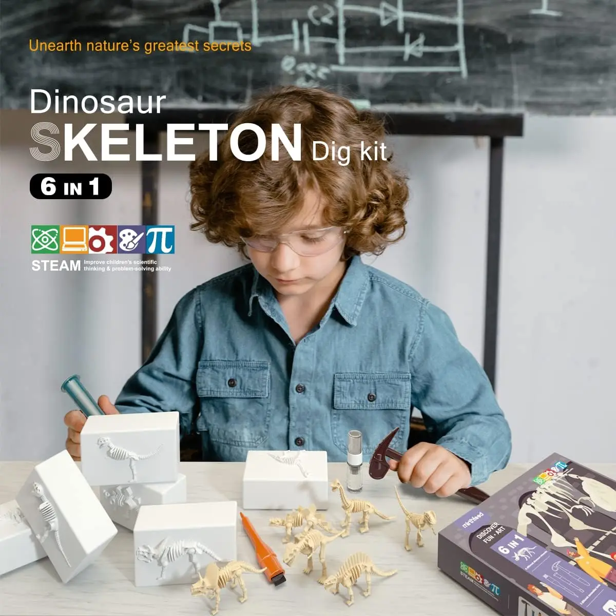 STEM Activity Science Excavation Dinosaur Digging Fossil Model Toys Educational Realistic Dig Up Dinosaur Skeleton Set