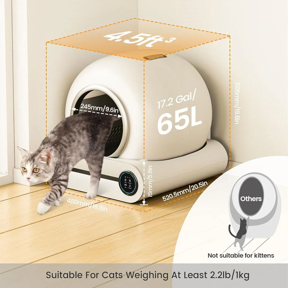 Popular Seller Smart Cat Litter Box Automatic Self Cleaning Litter Box Cleaning Robot 65L