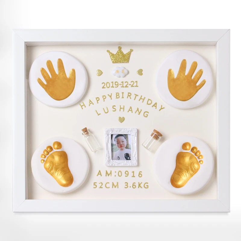 2023 hot-sale newborn baby photo frame baby handprint and footprint  photo frame clay