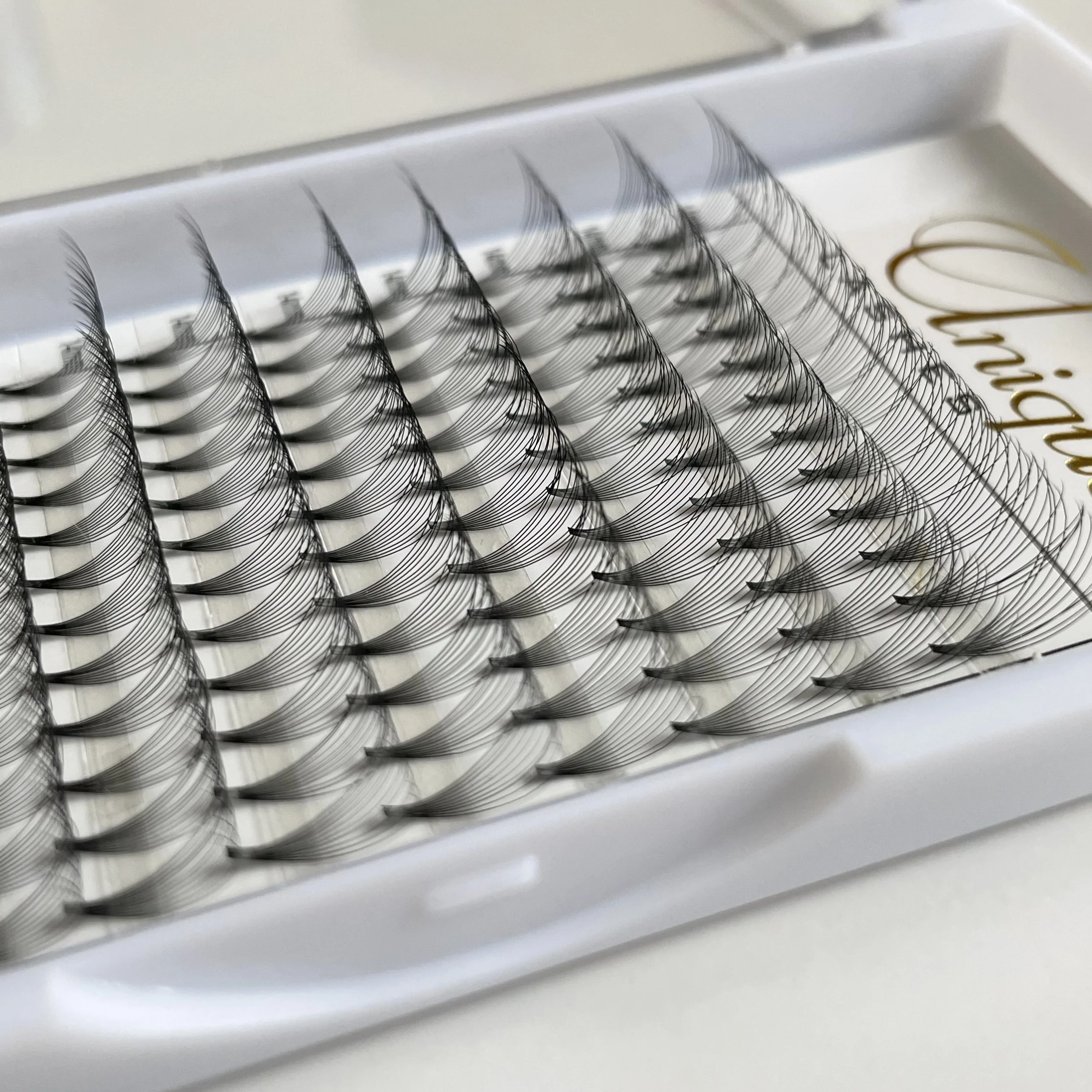 Premade fan eyelash extension korean pbt silk C D Curl short stem customized package