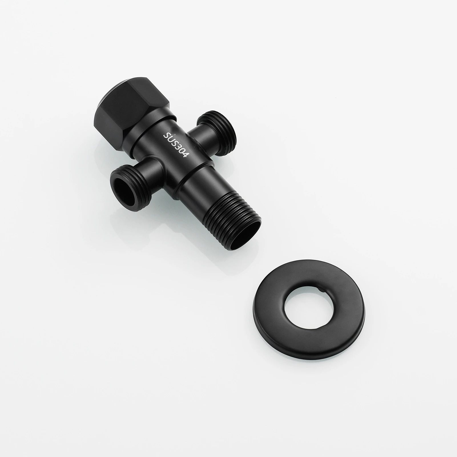 304 stainless steel wire drawing double Angle valve 3-way water stop switch valve One in two out of the toilet water segregator