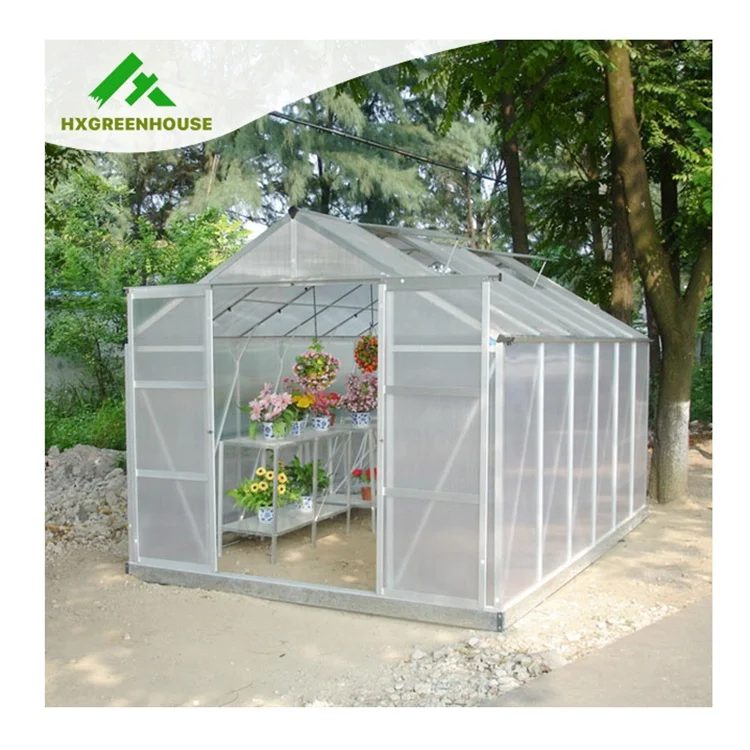 New-style Widely Used Greenhouse Professional Manufacturer Hx66series Garden Greenhouses Green Powder Coated Aluminium 6mm