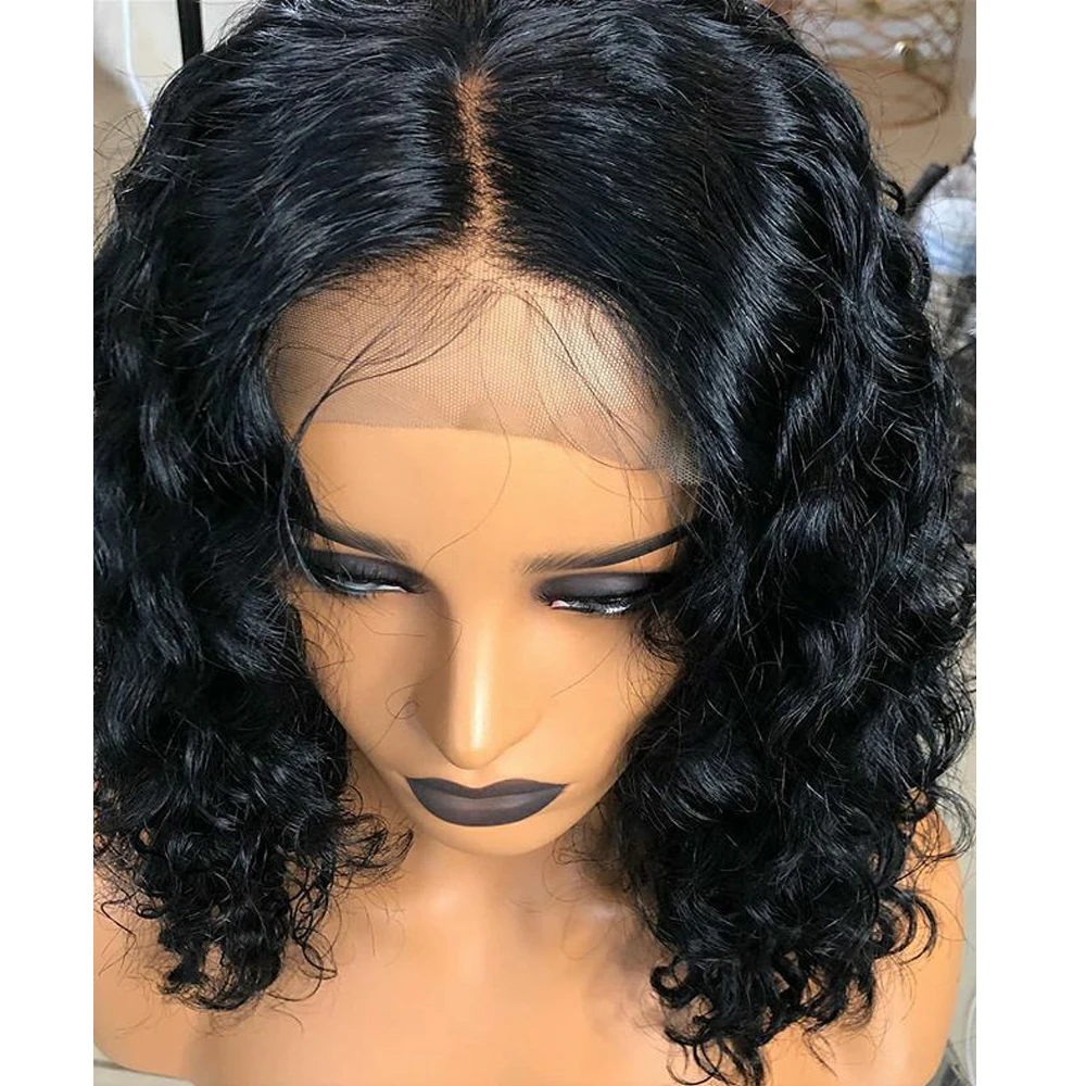 
Wholesale price factory Curly Hair Bob 13x6 deep wave wig Frontal Lace Bob human hair wigs lace front wigs 