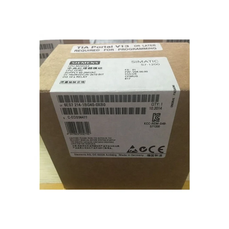 SIEMENS 6ES7214-1BG31-0XB0 SIMATIC S7-1200, CPU 1214C, compact CPU 14 DI 24 V DC