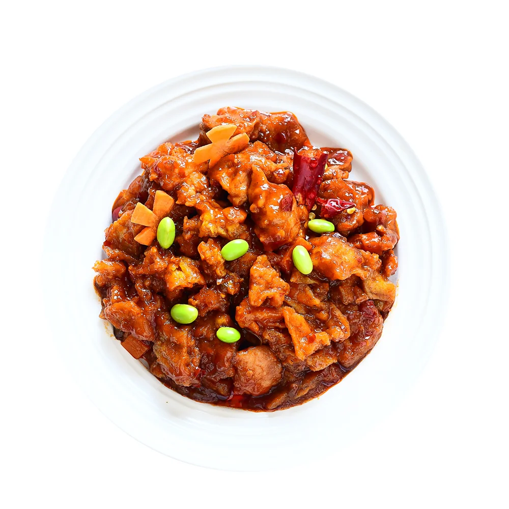 High quality Customized logo Ready Meal Bag Diced chicken With Eggplant prepared dishes frozen food For Chain Store