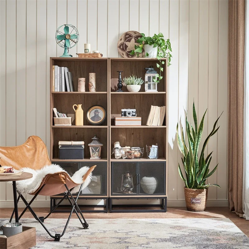 Linsy Antique Bookcase Library Book Rack Storage Bookshelf Multi-Functional Modern Floor Bookcase Book Shelf Wooden LS217X3-A