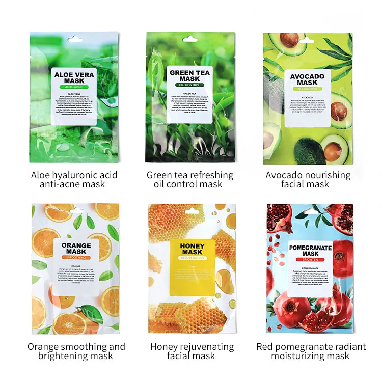 Wholesale Korean Beauty Green Tea Fruit Honey Face Mask Lightening Skin Care Moisturizing Masque Peel Off  Sheet Facial Masks