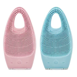 Портативный 3-в-1 мини ультразвуковой вибрирующий массажер для лица очищающая щетка перезаряжаемая силиконовая щетка для ухода за кожей лица