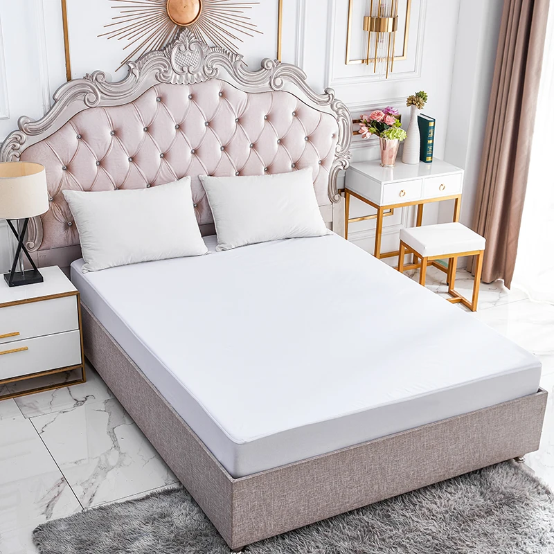 Premium Fitted Sheet Style Noiseless Mattress Cover Waterproof Mattress Protector for Home, Bedroom, Hotel