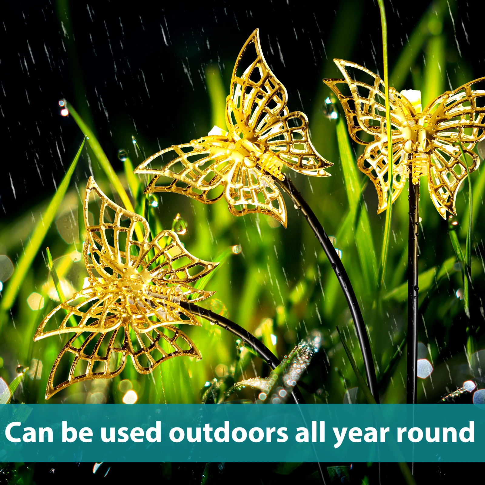 2024 Solar Lights Outdoor Garden for Lawn Yard Walkway Butterfly Shaped 4Pack for Patio Pathway Outside Decoration