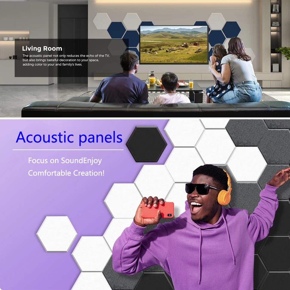 Factory Direct 12 Pieces Set Acoustic Panels Sound Absorbing Panel Acoustic Wall Art
