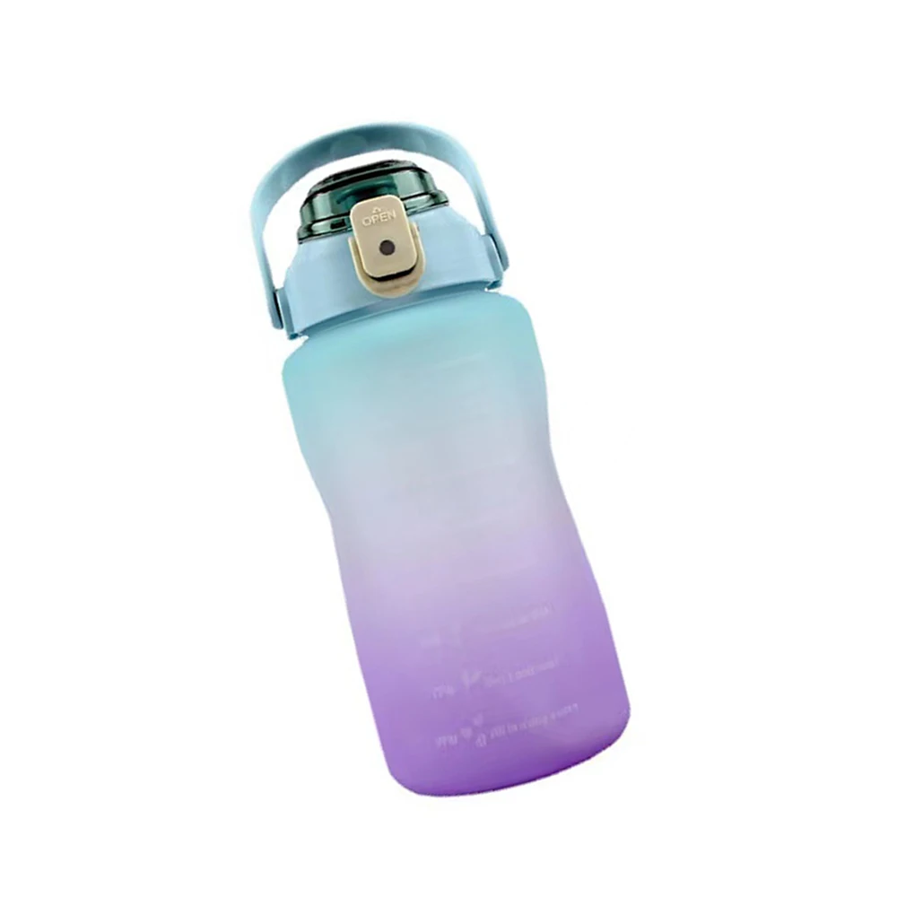 2000MLTime scale large capacity water bottle encourage drinking water sports bottle outdoor portable bounce cover spray paint