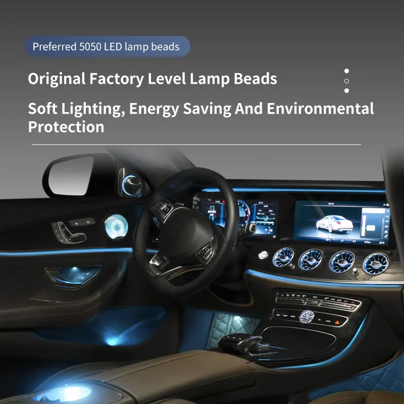 2022 New Car Air Conditioning Turbine Outlet Vent Frame 64 Color Atmosphere light LED Interior Ambient Light For Mercedes W213
