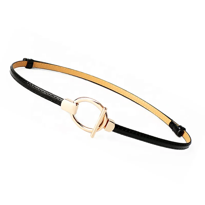 Fashion Versatile PU Leather Thin Belt Women with Dress Waist Adjustable Small Belt