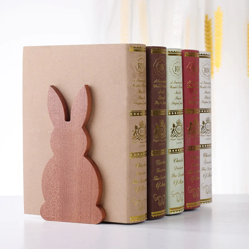 Custom Wooden Book Ends Decorative Bookends for Shelves Kids Sturdy Book Holders for Heavy Books