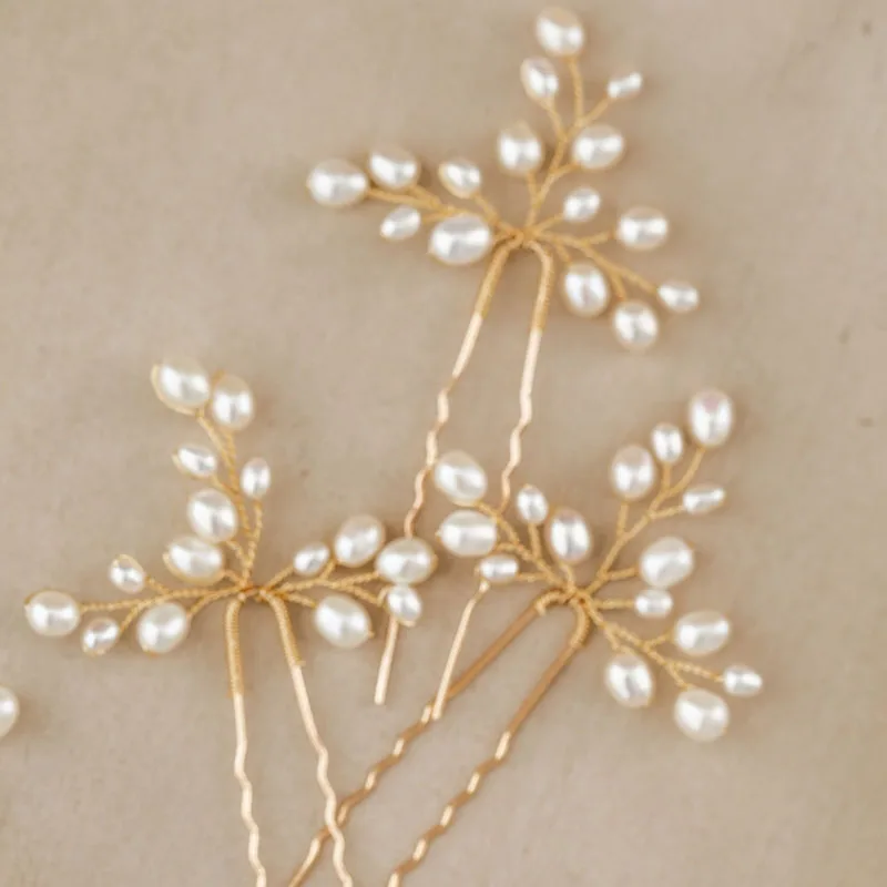 SLBRIDAL ручной проводной пресноводным жемчугом свадебные заколки для волос аксессуары для волос стикеры женская обувь для подружки невесты; Украшения для волос аксессуары для волос