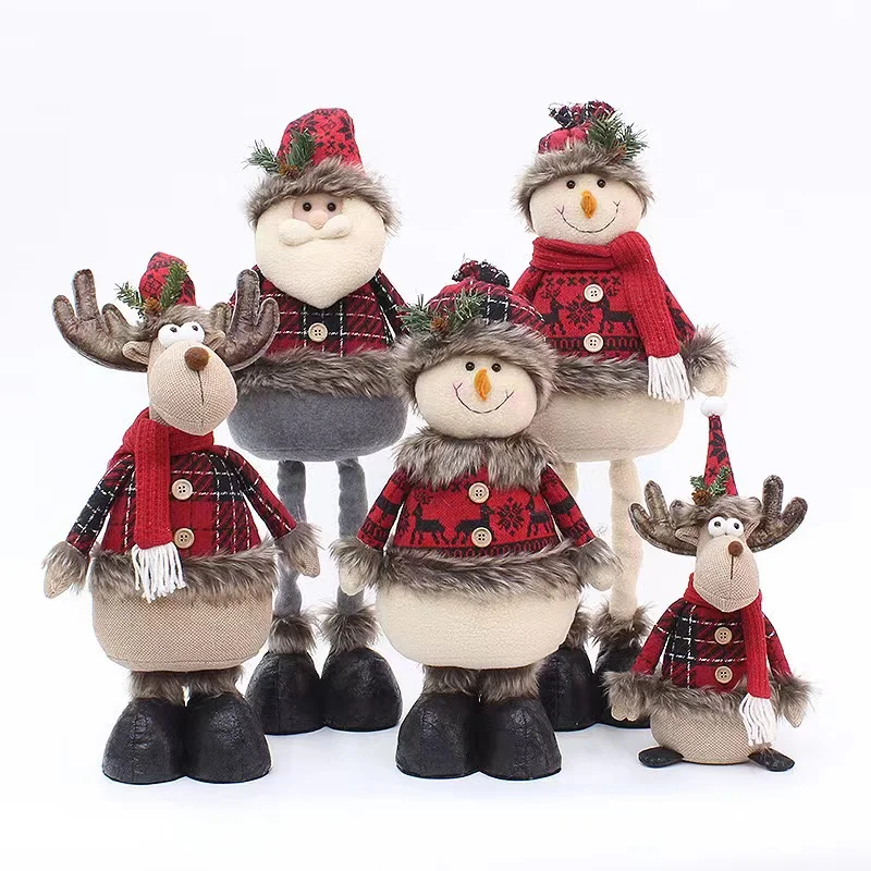 2024 Christmas Decorations Window Display Santa Claus Snowman Standing Doll Ornaments Xmas Gift Toys Kids New Year