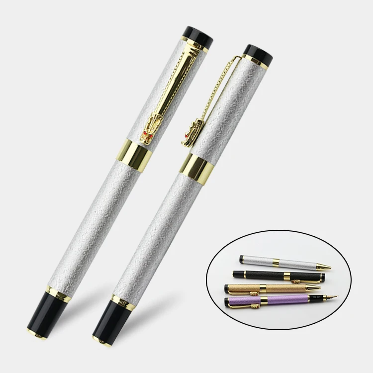 Chinese Dragon Luxury Barrel Fountain Pen Ball Point Pens Custom with Strong Paper Folding Design