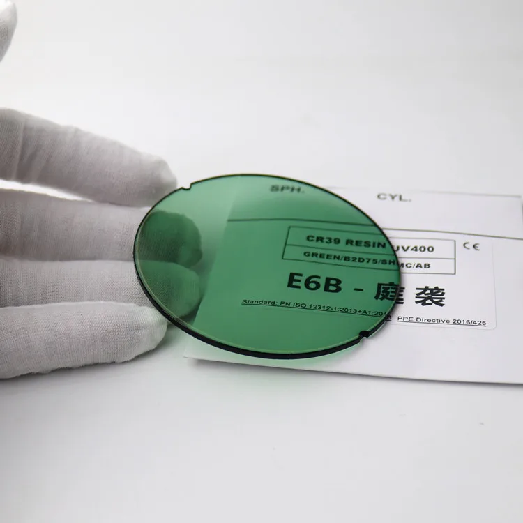 EXIA E6B Green Sunglasses Lenses UV400 AR Green Coatings 75mm Diameter Base Curve 2 Quality Grade A