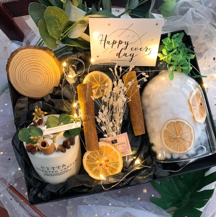 Christmas gift handmade luxury customized dried flower candles/candel in gift box