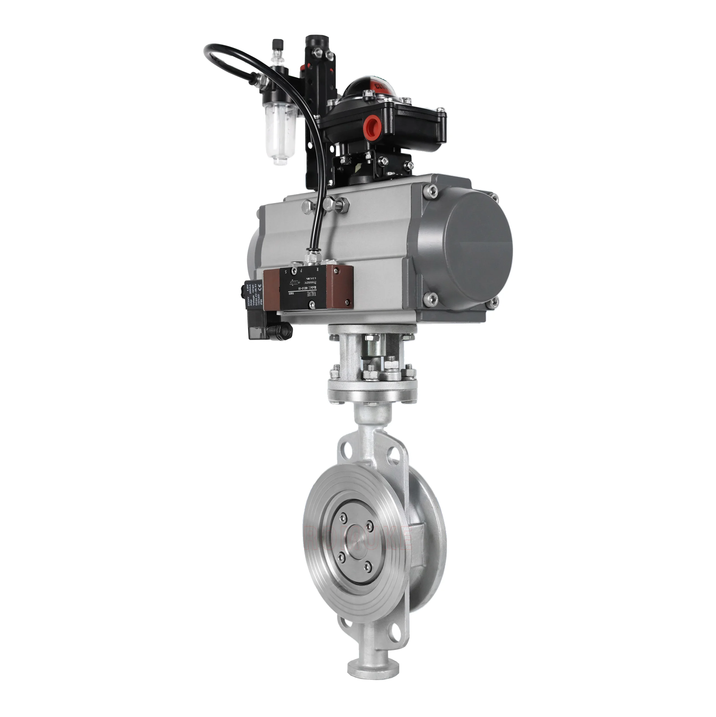 D673W-16P High temperature steam heat transfer oil Stainless steel pneumatic wafer type hard seal butterfly valve