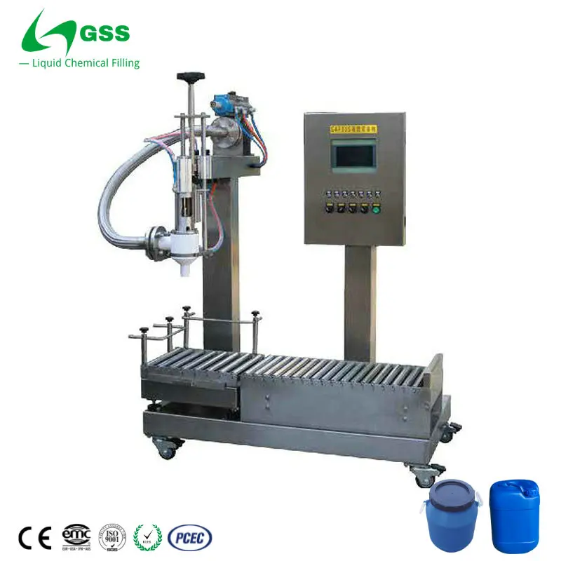 GSS 10-30L semi automatic High Viscosity methyl acetate pentane lye oil chemical  liquid filling packaging machine
