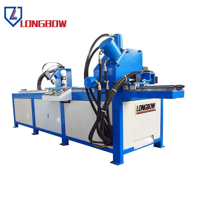 automatic rectangular metal sheet iron and cutting shering plate hole punching hvac auto cnc angle steel flange production line