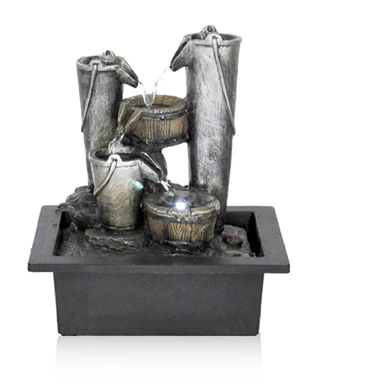 
Handmade wholesale garden plants in resin water indoor tabletop fountains 