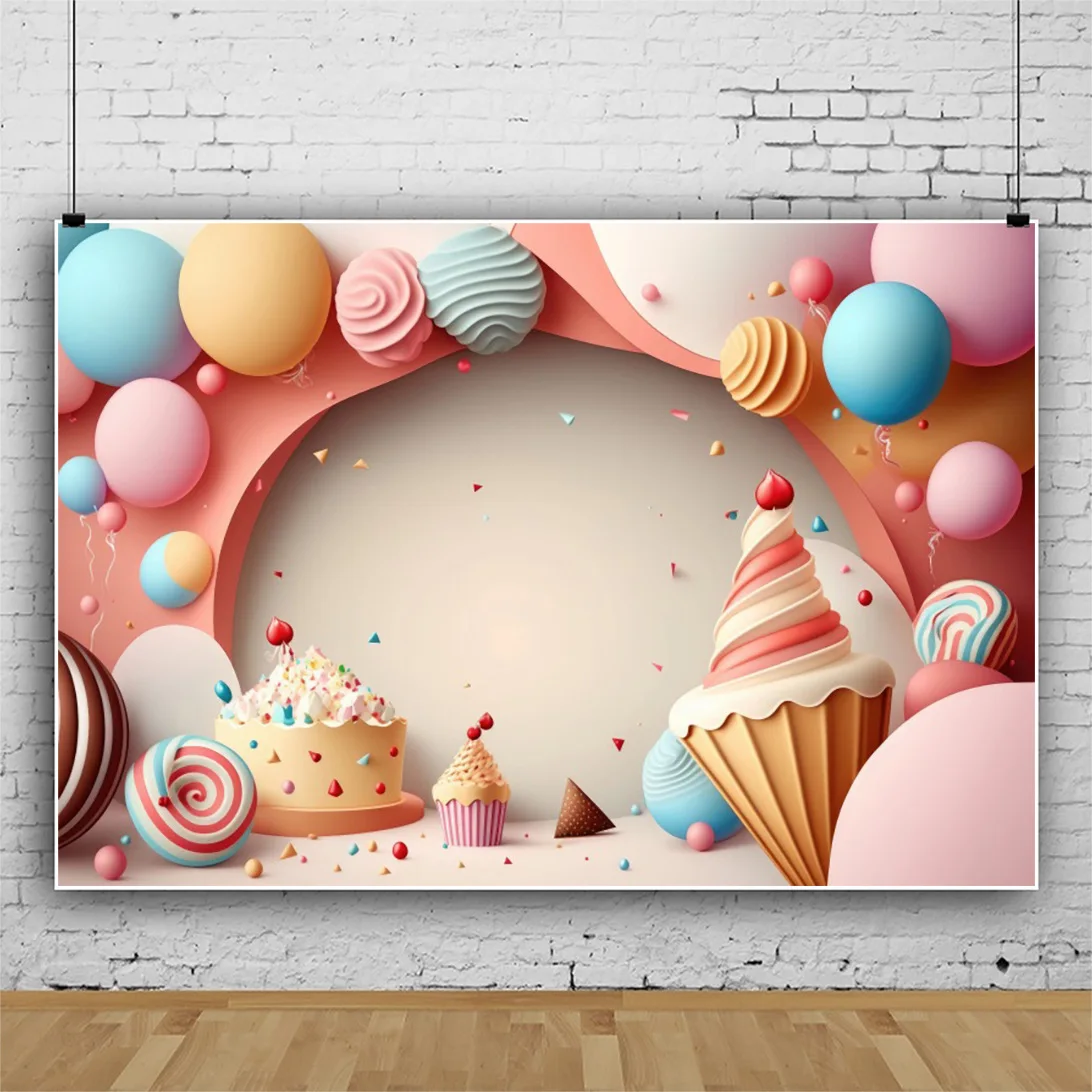 Photography Background 3D Colorful Balloon Child Birthday Party Decor Family Photocall Photo Studio Photorealistic fabric