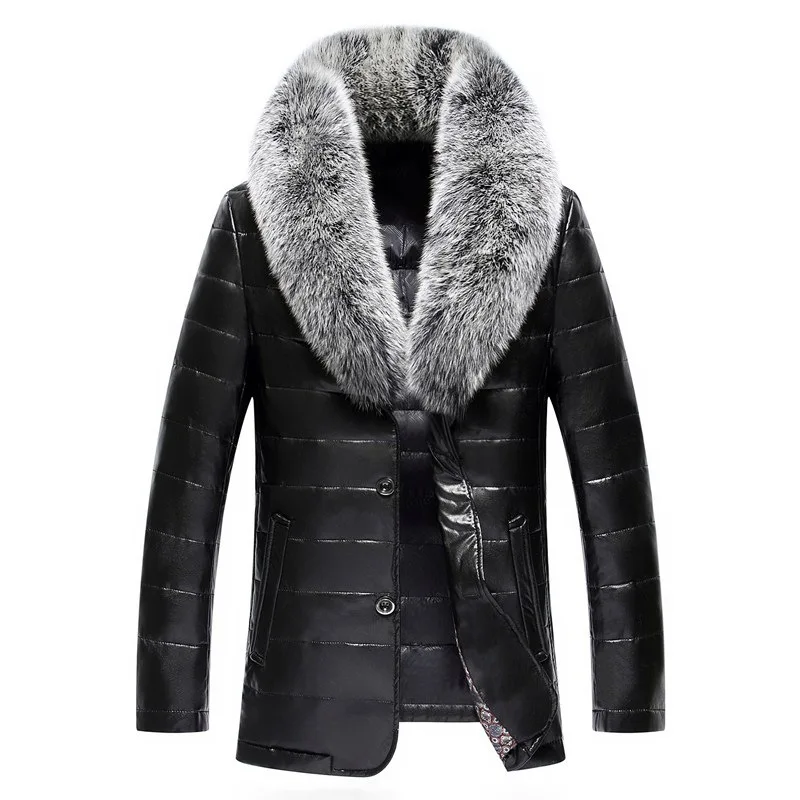 2021 Winter Warm Luxury Fur plus size Jacket Natural Fox Fur Sheep skin long Coat For Men parka outwear OVERCOAT
