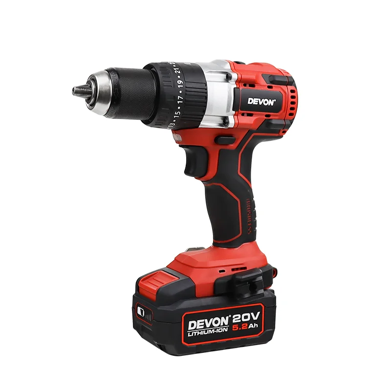 Lithium Battery 20v Electric Drill Brushless Rechargeable Pistol Industrial Grade Impact Drill Power Tool Red Blow Mould Case