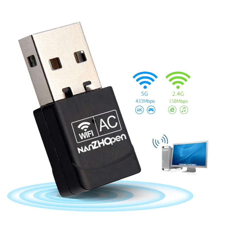 Customized Logo WiFi 802.11 11AC ZP-600M Wireless USB Dongle 2.4GHz 5.8GHz Wi-Fi USB 600Mbps Nano Adapter