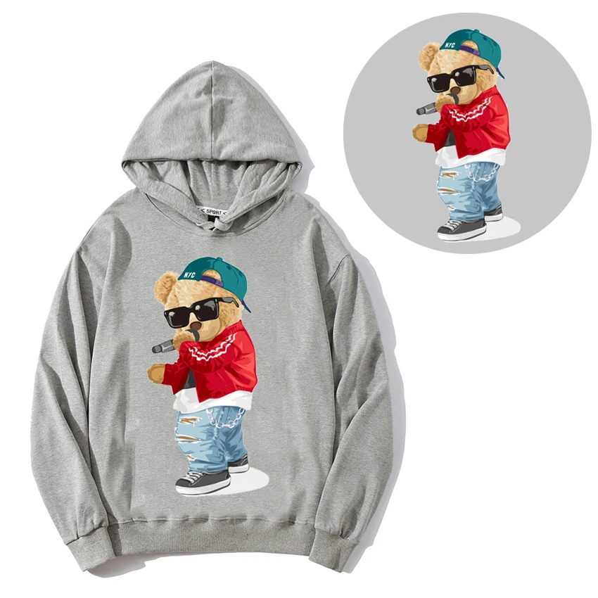Custom Iron On Printable Print Film Clothing Label Rapper Bear  Heat Transfers Stickers Transfer Printing For Tshirts