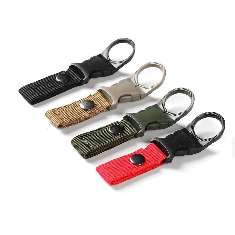 Outdoor Tactical Nylon Beverage Bottle Water Bottle Hanging Buckle Webbing Hanging Carabiner Portable Water Bottle Hook