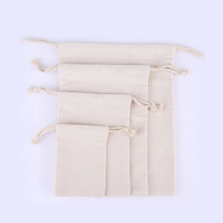 custom logo Eco friendly reusable canvas string jewelry makeup pouch cotton dust drawstring backpack christmas gift cloth bag