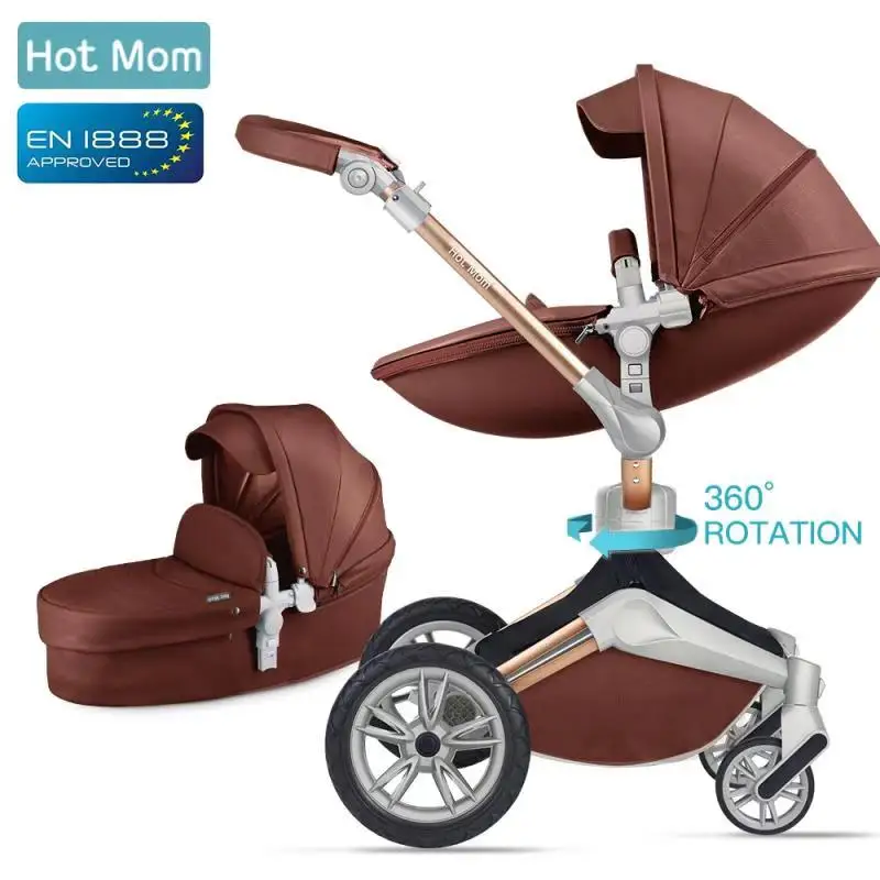 2020 wellselling aluminum frame pu leather cover travel system luxury baby stroller 2 in 1 /3 in 1